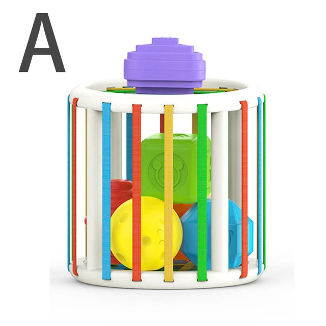 Baby Montessori Geometric Shape Blocks Toys Cube Box Color Perception Educational Game Motor Skill Tactile Touch Toys For Infant